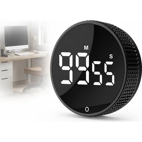 Magnetischer digitaler Küchentimer mit großem LED-Display, batteriebetriebenem Countdown-Timer, 3 Lautstärkestufen und voreingestellten Modi, 8 x 8 cm Durchmesser, geeignet zum Kochen, für Klassenzimm (1/5)
