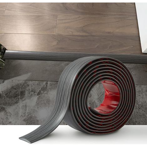 Selbstklebende Übergangsleiste – 2 m – PVC, Holzoptik – Wasserdichter Übergang für Küchen und Wohnzimmer – 5 cm, Dunkelgrau (1/5)