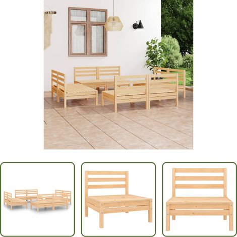 Massivholz - 8-tlg. Garten-Lounge-Set Massivholz Kiefer (1/5)