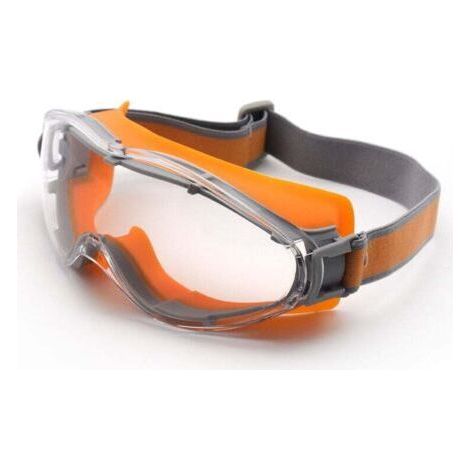 FENOPLASTICALunettes de sécurité en caoutchouc orange, lunettes antibuée double face, lunettes de protection du travail entièrement fermées et étanches à la poussière lunettes de laboratoire chimique (1/4)