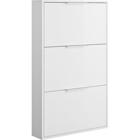 Scarpiera Slim 3 Ribalte Bianca 65x15x105 cm Salvaspazio Made in Italy