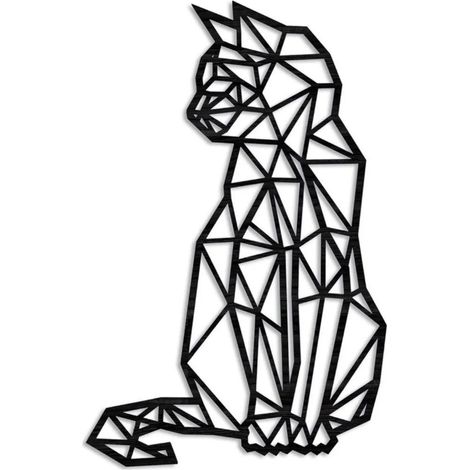 Le chat 46cm décoration de murs en bois géométrique art simple (1/5)