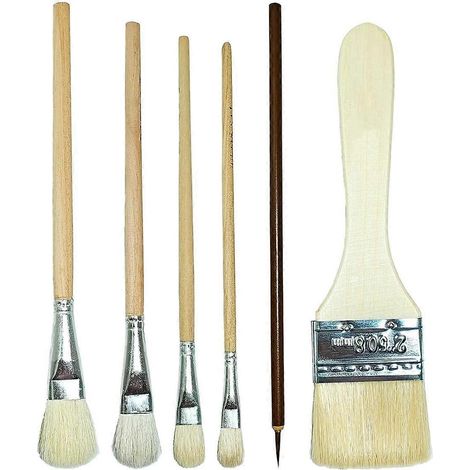 Lot de 6 pinceaux à peindre, pinceaux à glacis pour poterie, pinceaux en laine pour aquarelle, outils de poterie adaptés (1/4)