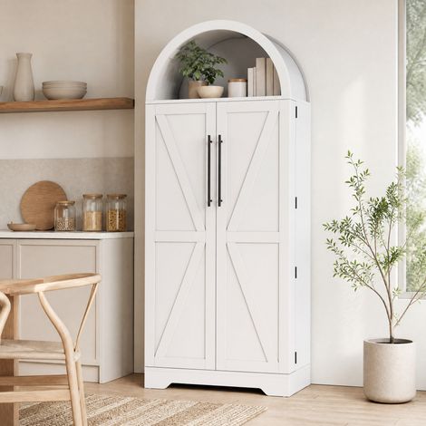 Mobile contenitore alto 70 x 40 x 165 cm in MDF, con ripiani aperti, bianco DESVIAE (1/5)