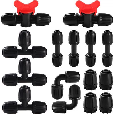 15 Pièces - Raccord D'Irrigation - Connecteur De Tuyau - Pour Tube 16 mm - Système D'Arrosage Jardin Et Serre - Noir (1/5)