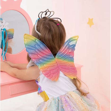 Ailes de fée papillon arc-en-ciel colorées 35x25cm (1/3)