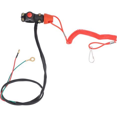 Interrupteur d'arrêt d'attache de 22 Mm 7/8 Pouces pour Motos, VTT, Véhicules Tout-terrain, Interrupteur d'urgence avec Cordon ABS, Marche/arrêt du Moteur, Ajustement. (1/5)