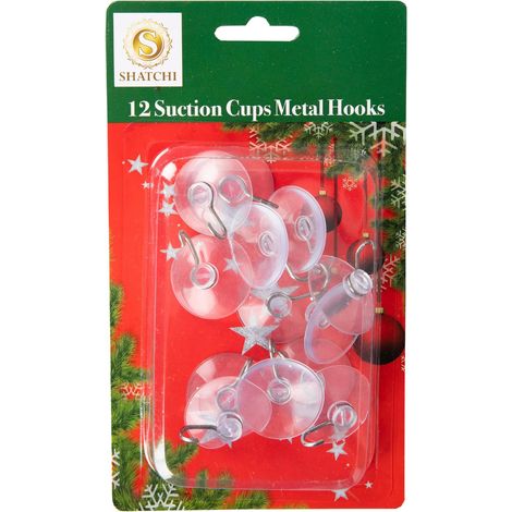 12Pcs Suction Cups Metal Hooks 3.3cm (1/2)