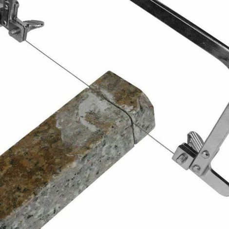 Scie À Fil Diamantée - Pour Carrelage Pierre Marbre Béton Granit Céramique Verre - Cadre En Bois Avec Vis Moletées - Longueur Lame 130 Mm - 1 Pièce (1/4)