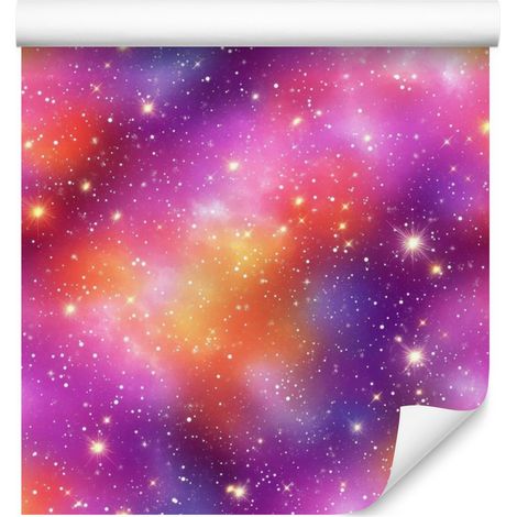 Papel pintado de acuarela con galaxia violeta para salón y dormitorio, 50x1000 cm. (1/5)
