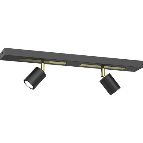 Rail spots orientables noir-or 2xGU10 8W Rodez Luminex