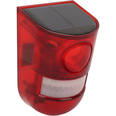 Detector de movimiento alimentado por energía solar con alarma luminosa de seguridad, 129 dB, resistente al agua (IP65), para uso en agricultura y almacenes. (1/5)