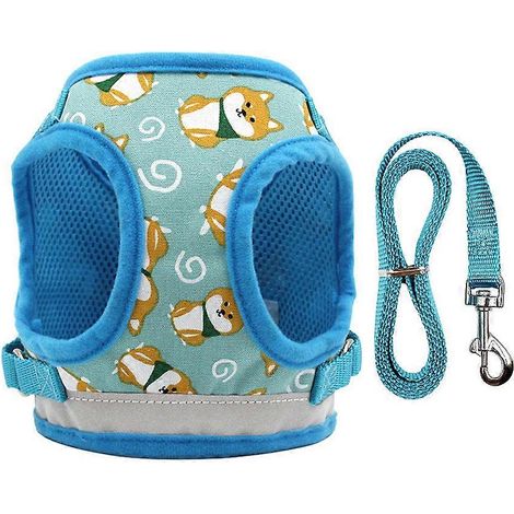 Harnais pour chien avec sangle de traction bleue et confortable (1/5)