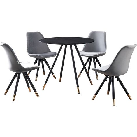 Dorchester LUX Sofia Dining Set - a White Wooden Dining Table and Set of 6 Light Grey Vevet Dining Chairs - Dining Room Kitchen (1/5)