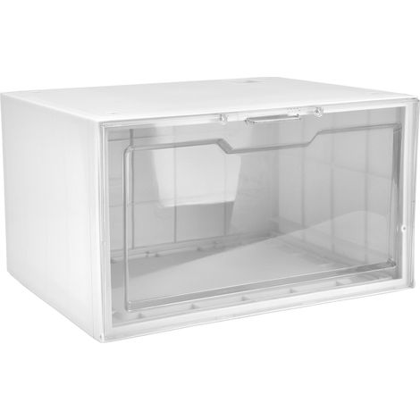LED-Schuhbox mit Sprachsteuerung, transparenter Tür, stapelbar, Sneaker-Aufbewahrungsvitrine für Zuhause, Einkaufszentren, Weiß (1/5)