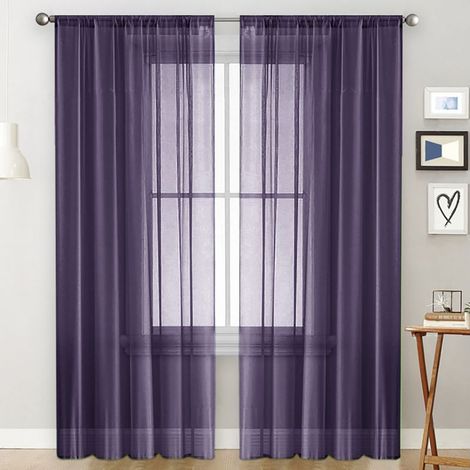 Rideaux perforés violets semi-occultants – Lot de 2 pièces (106 x 213 cm) – Idéaux pour salon, chambre et balcon (1/5)