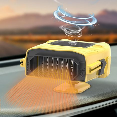 Chauffage de voiture 12V, dégivrage de voiture, rotation à 360 °, chauffage de voiture à double usage, dégivrage jaune, modèle de tableau de bord de chauffage 12V (1/4)