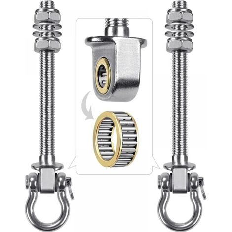 Confezione da 2 ganci per altalena con cuscinetto in acciaio inossidabile 304 per travi in legno e metallo, perfetti per appendere amache, altalene da yoga, altalene da veranda (1/4)