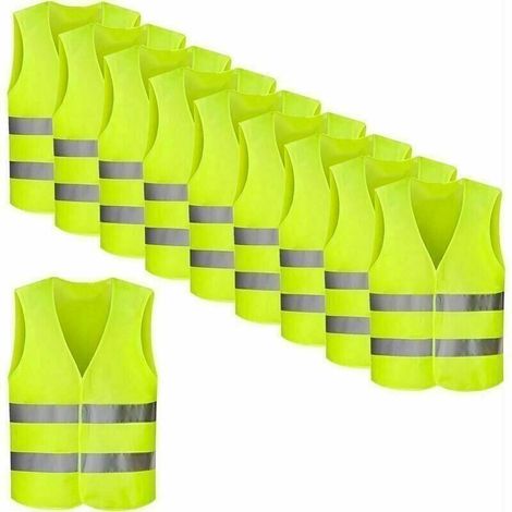 ZVD Pack de 8 gilets haute visibilité, jaune fluo, gilet réfléchissant, gilet d'accident, assistance routière réfléchissante à 360 degrés-Fei Yu (1/4)