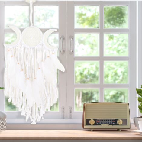 Attrape-rêves multicolore fait main pour mars - Un cadeau d'amour et de guérison : Attrape-rêves à tisser soi-même, décoration à suspendre (blanc) (1/5)