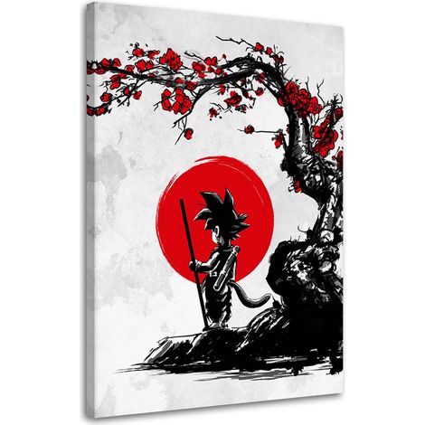 Stampa su tela, Goku e la luna rossa - 60x90 (1/4)