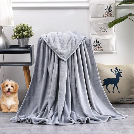 Couverture sherpa grise claire 50×200 cm – flanelle douce/chaude, lavable, usage familial/universel