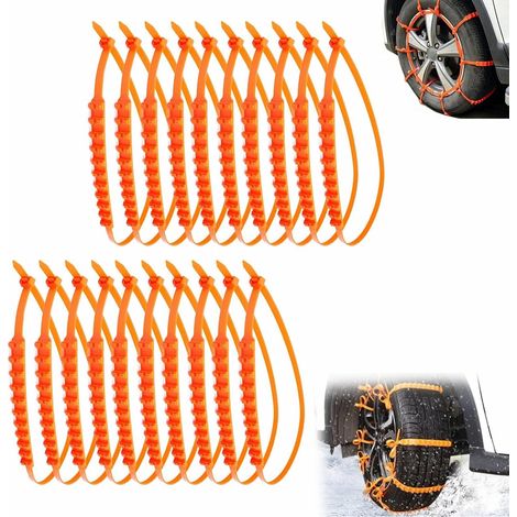 Chaîne à Neige pour Voiture,20 Pièces Chaînes Neige Automatiques,Chaîne de Pneus D’hiver Réglables Antidérapantes,Hiver Pneus Anti-dérapage Chaînes,Universelles,pour Voitures Camions SUV Moto Vélo