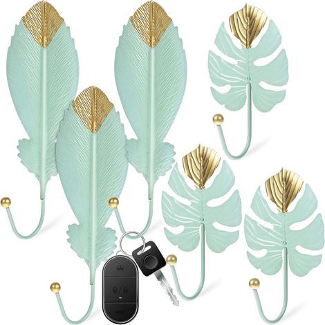 de 6 crochets métalliques en forme de feuille verts et (1/5)