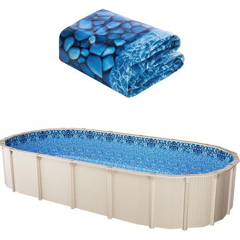 Revêtement de Piscine Ovale, 732x366x147 cm, Doublure Style Chevauchement Durable Vinyle Calibre Standard, Résiste à l'usure, Rétention d'eau, pour Piscines Hors Sol à Parois Hauteur 137 cm (1/5)