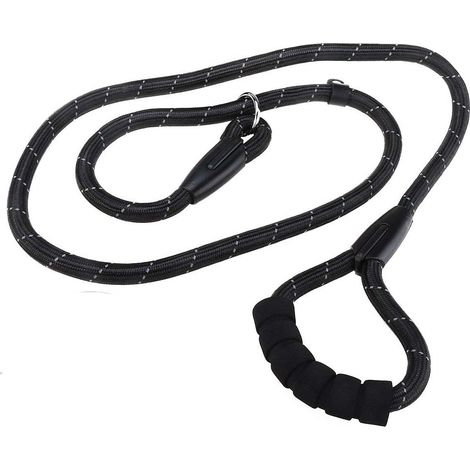 Collier anti-fugue réfléchissant pour chien, idéal pour la course, la marche et la randonnée laisse étrangleuse résistante en forme de P avec poignée en mousse. (1/5)