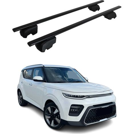 OMAC Dachtrager Quertrager für Kia Soul X-Line 2021-2022 – City Crash getestet – ISO PAS 11154:2006 – Abschliessbar – Max 75 kg – 2 Stangen Stahl Schwarz (1/5)