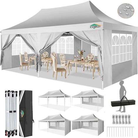 Faltpavillon 3x6m wasserdicht, stabil, höhenverstellbar, mit 6 Seitenteilen (1/5)