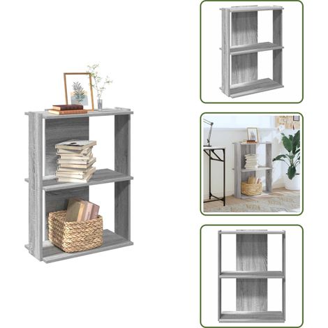 vidaXL Bücherregal 3 Böden Grau Sonoma 60x30x80 cm Holzwerkstoff (1/5)