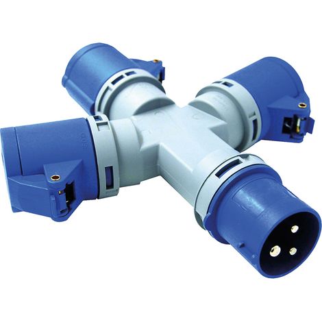 ADATTATORE INDUSTRIALE TRIPLO blu - art.80800  - ELECTRALINE