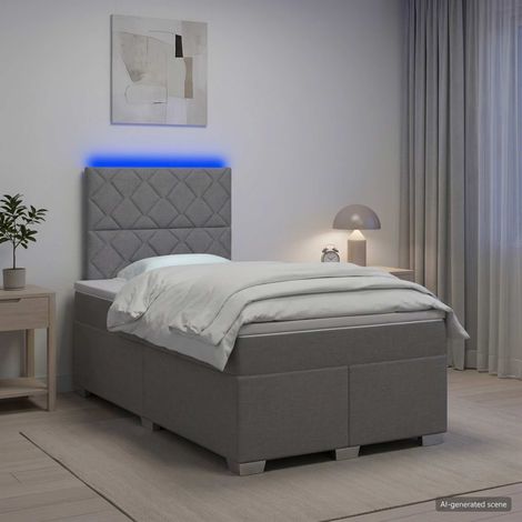 Cama box spring con colchón Gris Claro 120 x 190 cm Tela (1/5)