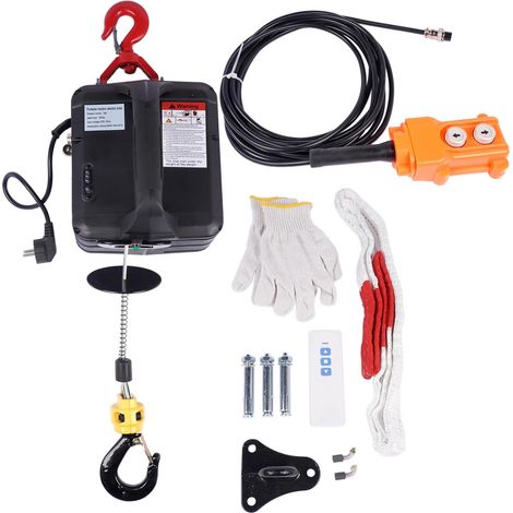 3 en 1 Treuil électrique 500KG 1500W, Protection contre les Surcharges, 7.6m Palans élévateur électrique avec Télécommande sans fil pour garages, entrepôts, construction (1/5)