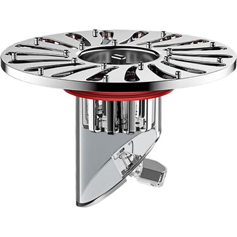 Siphon de sol de douche domestique, vanne de vidange anti-odeurs, acier inoxydable et matériau ABS, blocage anti-reflux, 7,2 x 5 x 3 cm, argent-rouge (1/5)