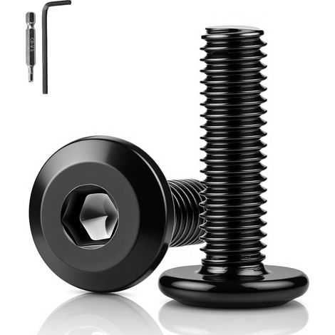20 Stück M8 Flachkopfschrauben, schwarz, M8x20 mm, Edelstahl A2 V2A, Sechskantschrauben, schwarz, geeignet für maschinelle und manuelle Bearbeitung mit Inbusschlüssel und Bohrer (1/5)