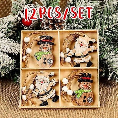 Pendentif de Noël en bois, décoration de Noël pour la maison, ornements de Noël, décoration de sapin de Noël, cadeaux de Noël, pendentifs du Nouvel An, 10 (1/5)