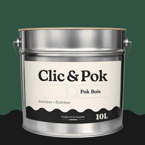 Peinture Bois Extérieur – POK BOIS - 10L - RAL 6028 - Vert pin- Résistante aux intempéries - Ne s'écaille pas