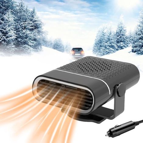 Calefactor para coche，calefactor 2 en 1 de 12 V y 150 W con toma para batería de coche，desempañador de parabrisas，ajuste libre de 360° (1/2)