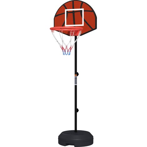 Panier de basket ajustable avec cible magnétique et fléchettes, base remplissable, intérieur, Ø38x129-179 cm, noir