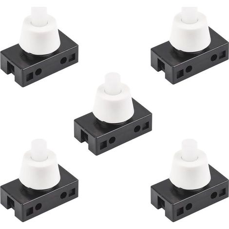 5 Pièces Interrupteur à Bouton Poussoir à Verrouillage En Plastique, Interrupteur à Bouton Poussoir Pour éclairage Intérieur De Voiture, Bouton Poussoir Pour Lampe Lecture Voiture(Noir) (1/5)