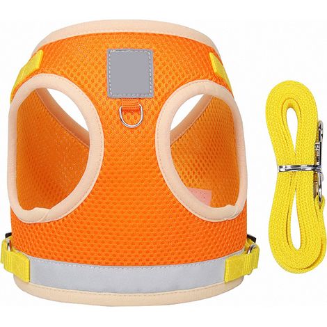 Hundegeschirr mit doppelter Netzleine und reflektierendem Sicherheitsstreifen, ideal für Spaziergänge im Freien (Park, Camping, orange, XL). Geeignet für Parks, Camping und Spaziergänge. (1/5)