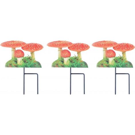 Pique de jardin motif Amanite tue-mouches Lot de 3 (1/4)