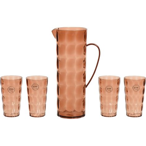 Flaschengeschirrset mit 4 Gläsern aus 100 % recyceltem Kunststoff 827049