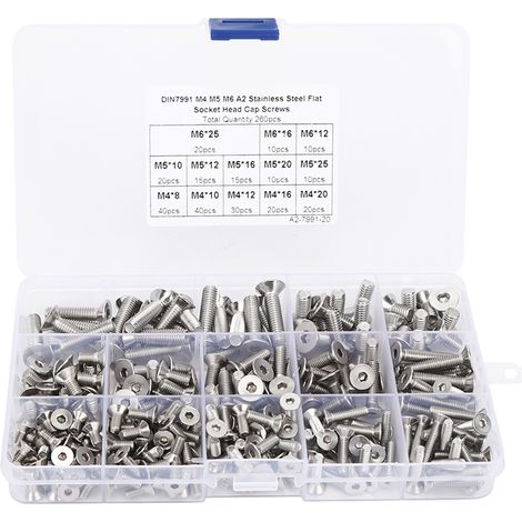 260-teiliges Flachschraubenset M4/M5/M6 Innensechskant aus Edelstahl 304 für die Elektronikindustrie (1/5)