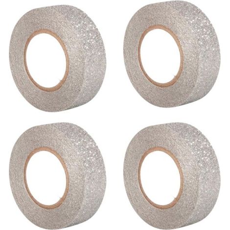 4 bandes à paillettes 5 m x 1,5 cm - argent