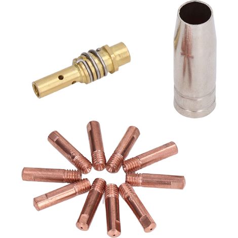 12 Kontaktspitzen für MIG/MAG-Schweißbrenner 0,8 x 25 mm M6 Gasdüsen-Ersatzset Zubehör (1/5)