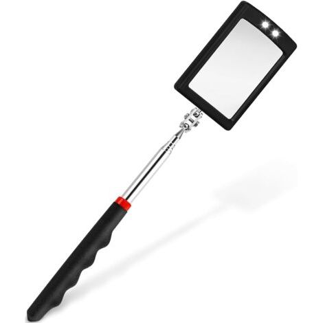 QORVA-1 Pièce Miroir d'inspection Flexible et télescopique à LED, pivotant à 360° pour Une Meilleure visibilité